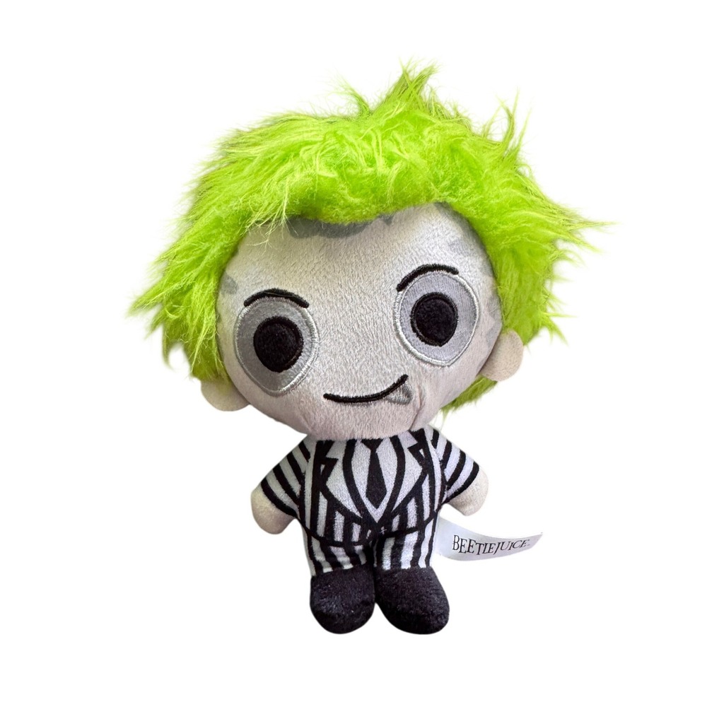 Beetlejuice Plush Figure Neon Green Hair Striped Suit Warner Bros Chibi Toy